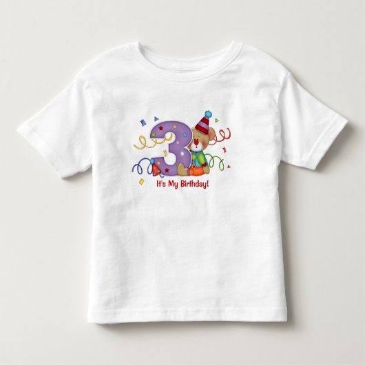 私の誕生日かわいいクマの年齢3 トドラーTシャツ (正面)
