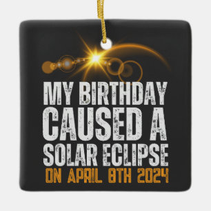 私の誕生日が皆既食を起こ太陽のしたおもしろい セラミックオーナメント