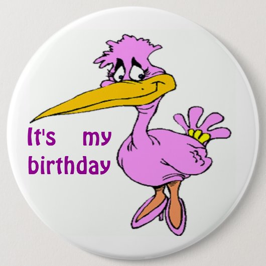 "私の誕生日だよ" パープルバード 缶バッジ (正面)