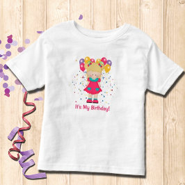 私の誕生日で風船かわいい女の子 トドラーTシャツ