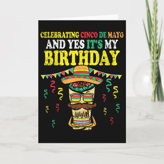 私の誕生日はシンコデマヨの誕生日 メキシコ フィエスタ カード (正面)