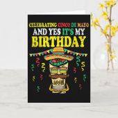 私の誕生日はシンコデマヨの誕生日 メキシコ フィエスタ カード (黄色い花)