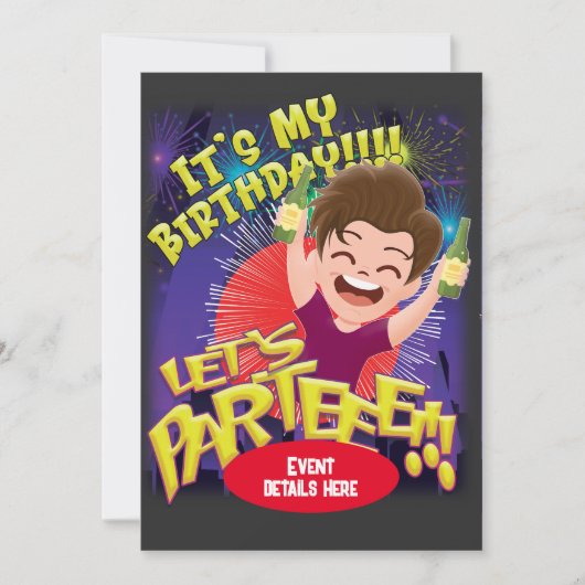 私の誕生日よ – さあ来よう！招待 招待状 (正面)