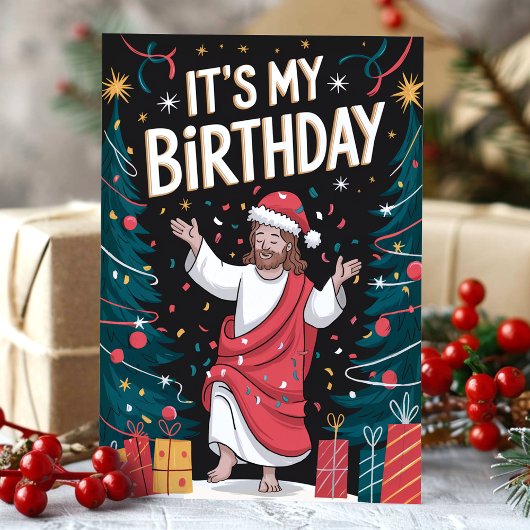 私の誕生日イエスおもしろい・クリスマス シーズンカード