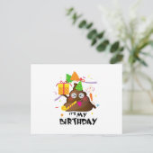私の誕生日ウンチ絵文字キッズガールパーティー インビテーションポストカード (スタンド正面)