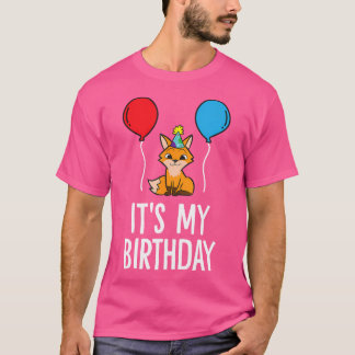 私の誕生日キツネ誕生日パーティーキツネ Tシャツ
