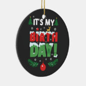 私の誕生日クリスマスおもしろいクリスマス セラミックオーナメント (右)