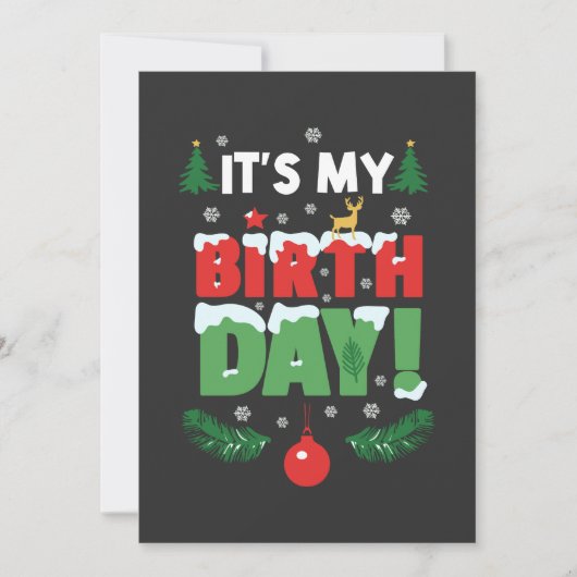 私の誕生日クリスマスおもしろいクリスマス 招待状 (正面)