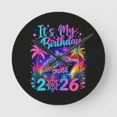 私の誕生日クルーズ 2026 ラウンド壁時計 (正面)