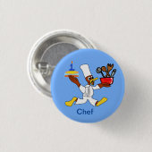 私の誕生日シェフダッキー（アヒルちゃん）Kazoo Blueボタン 缶バッジ (正面&裏面)