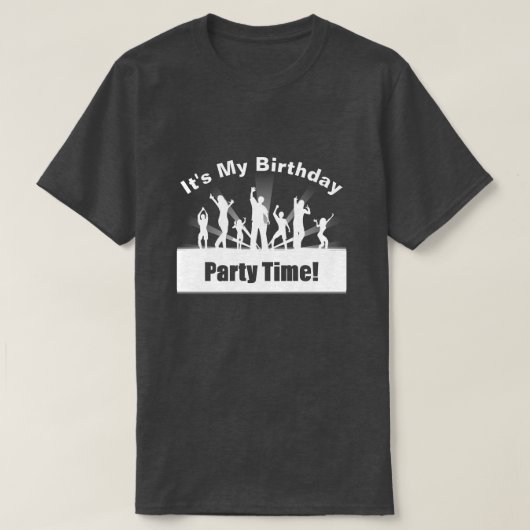 私の誕生日ディスコのシルエットホワイト Tシャツ (デザイン正面)