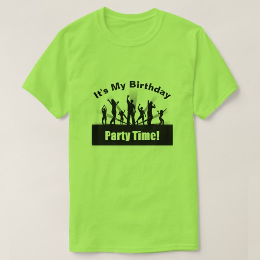 私の誕生日ディスコ黒シルエットTシャツ Tシャツ (デザイン正面)