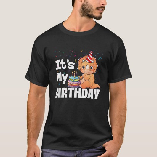 私の誕生日トリケラトプス恐竜の恋人パレオン Tシャツ (正面)