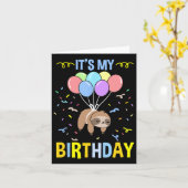 私の誕生日ナマケモノ カード (黄色い花)