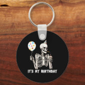 私の誕生日ハロウィーンスケルトンおもしろい誕生日 キーホルダー (正面)