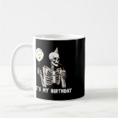 私の誕生日ハロウィーンスケルトンおもしろい誕生日 コーヒーマグカップ (左)