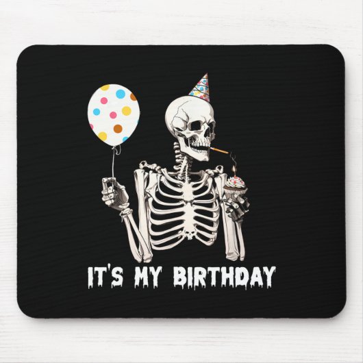 私の誕生日ハロウィーンスケルトンおもしろい誕生日 マウスパッド (正面)