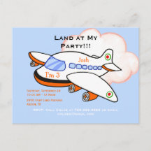 私の誕生日パーティーに飛行機が到着　青い招待状
