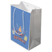 私の誕生日パーティー帽子ギフトお祝い ミディアムペーパーバッグ (裏面アングル)