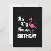 私の誕生日ピンクおもしろいフラミンゴの贈り物 招待状 (正面)