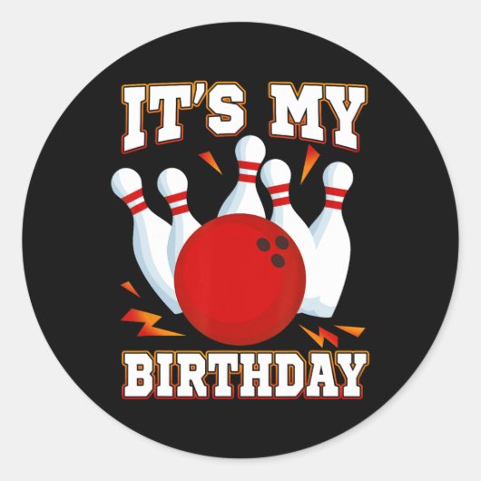 私の誕生日ボーリングテーマパーティー ラウンドシール (正面)