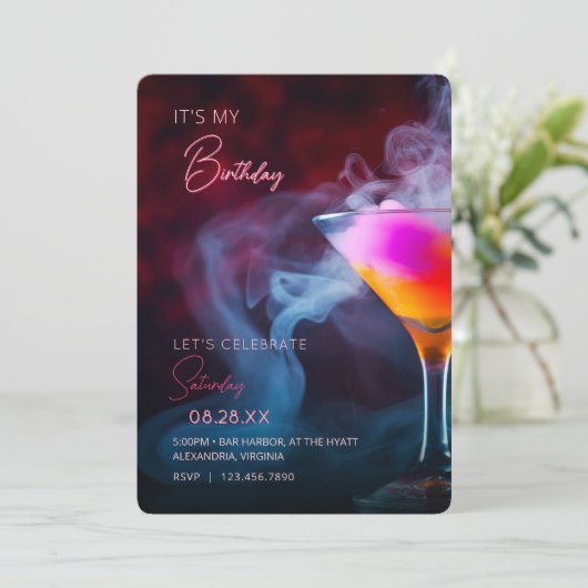 私の誕生日レッツカクテル祝招待状 招待状 (スタンド正面)