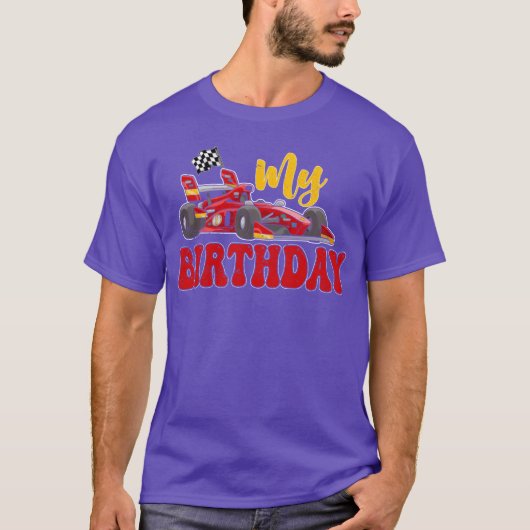 私の誕生日レーシングカーレトロ Tシャツ (正面)