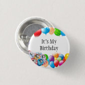 私の誕生日吹カラフル球 缶バッジ (正面&裏面)
