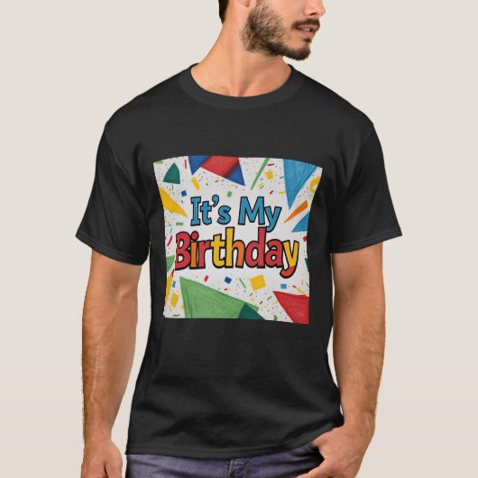 私の誕生日幾何学的紙吹雪 Tシャツ (正面)