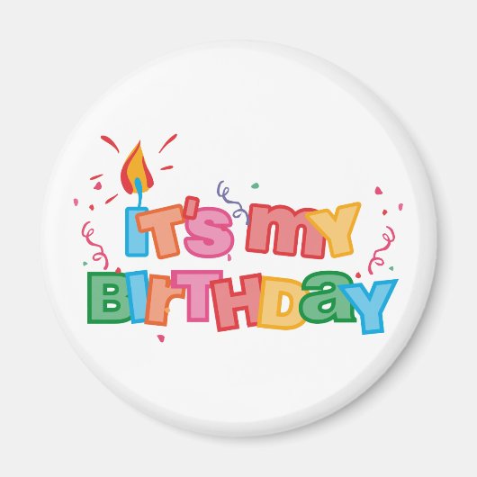 私の誕生日文字マグネット マグネット (正面)