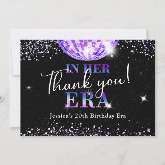 私の誕生日時代のパープルディスコ サンキューカード (正面)