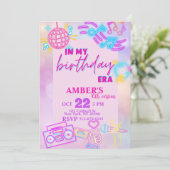 私の誕生日時代のピンクとパープルのネオンバースデー 招待状 (スタンド正面)