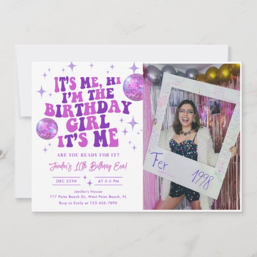 私の誕生日時代の誕生日写真 招待状 (正面)