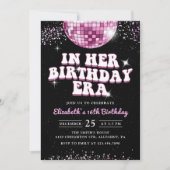 私の誕生日時代ピンクパープル誕生日 招待状 (正面)