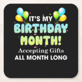 私の誕生日月がプレゼントを毎月受け取る スクエアペーパーコースター (正面)