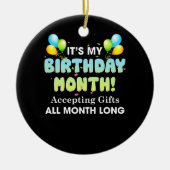 私の誕生日月がプレゼントを毎月受け取る セラミックオーナメント (正面)