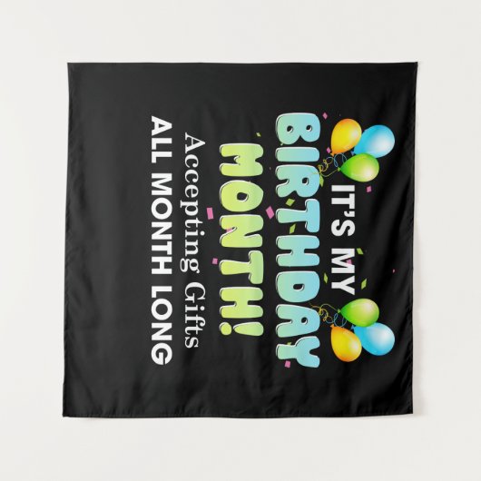 私の誕生日月がプレゼントを毎月受け取る タペストリー (正面(横))