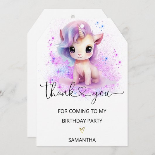 私の誕生日来パーティーありがとう サンキューカード (正面/裏面)