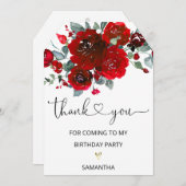私の誕生日来パーティーありがとう サンキューカード (正面/裏面)