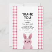 私の誕生日来ピンクバニーの女の子に感謝 招待状 (正面)