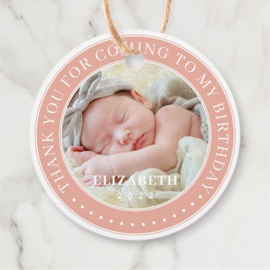 私の誕生日来写真をありがとうモダン フェイバータグ (裏面)