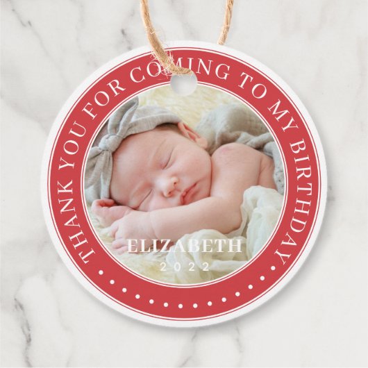 私の誕生日来写真をありがとうモダン フェイバータグ (裏面)