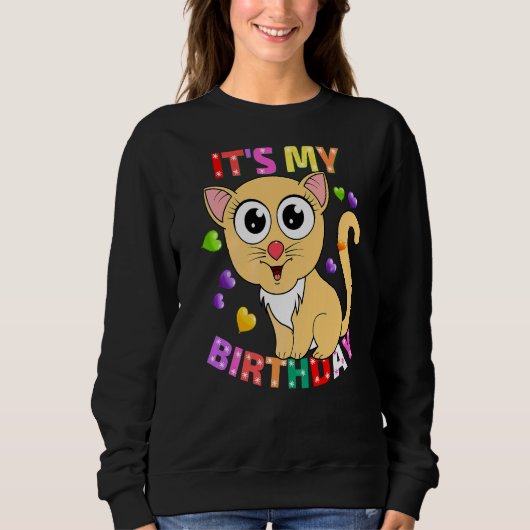 私の誕生日猫の女子十代誕生 スウェットシャツ (正面)