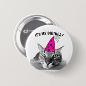 私の誕生日猫ボタン 缶バッジ (正面&裏面)