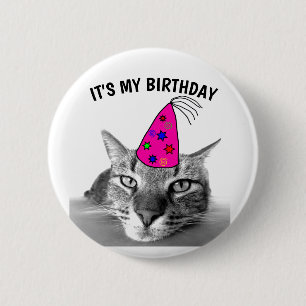私の誕生日猫ボタン 缶バッジ