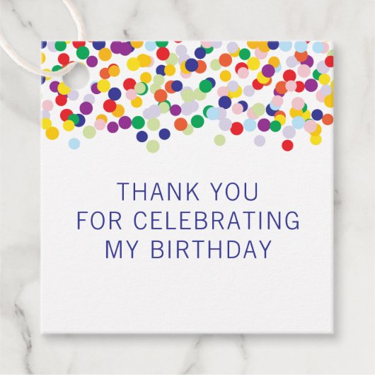 私の誕生日祝紙吹雪に感謝 フェイバータグ (正面)