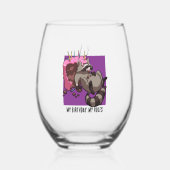 私の誕生日私のルールケーキ食べ物のラクーン漫画 ステムなしワイングラス (正面)