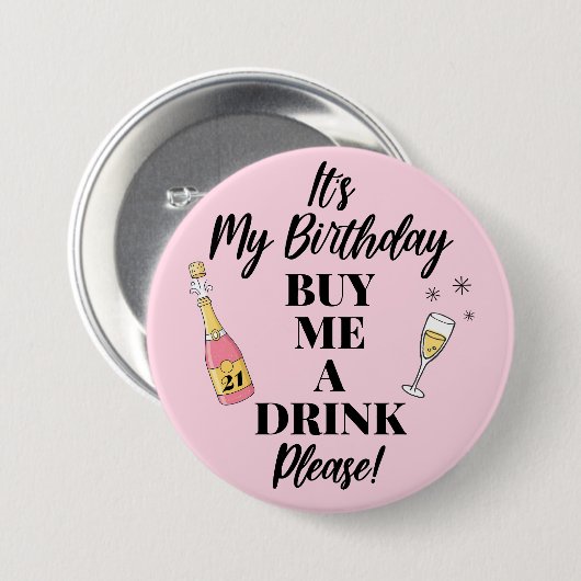 私の誕生日買のトレンディー 缶バッジ (正面&裏面)