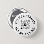 私の誕生日買QRコード付きドリンクボタン 缶バッジ (正面&裏面)