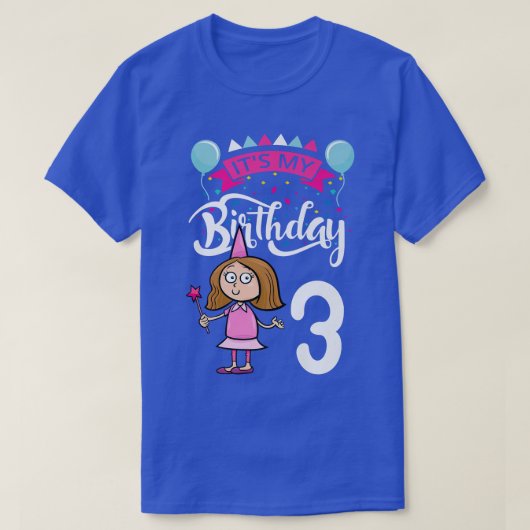 私の誕生日3をテーマにした妖精誕生日 Tシャツ (デザイン正面)